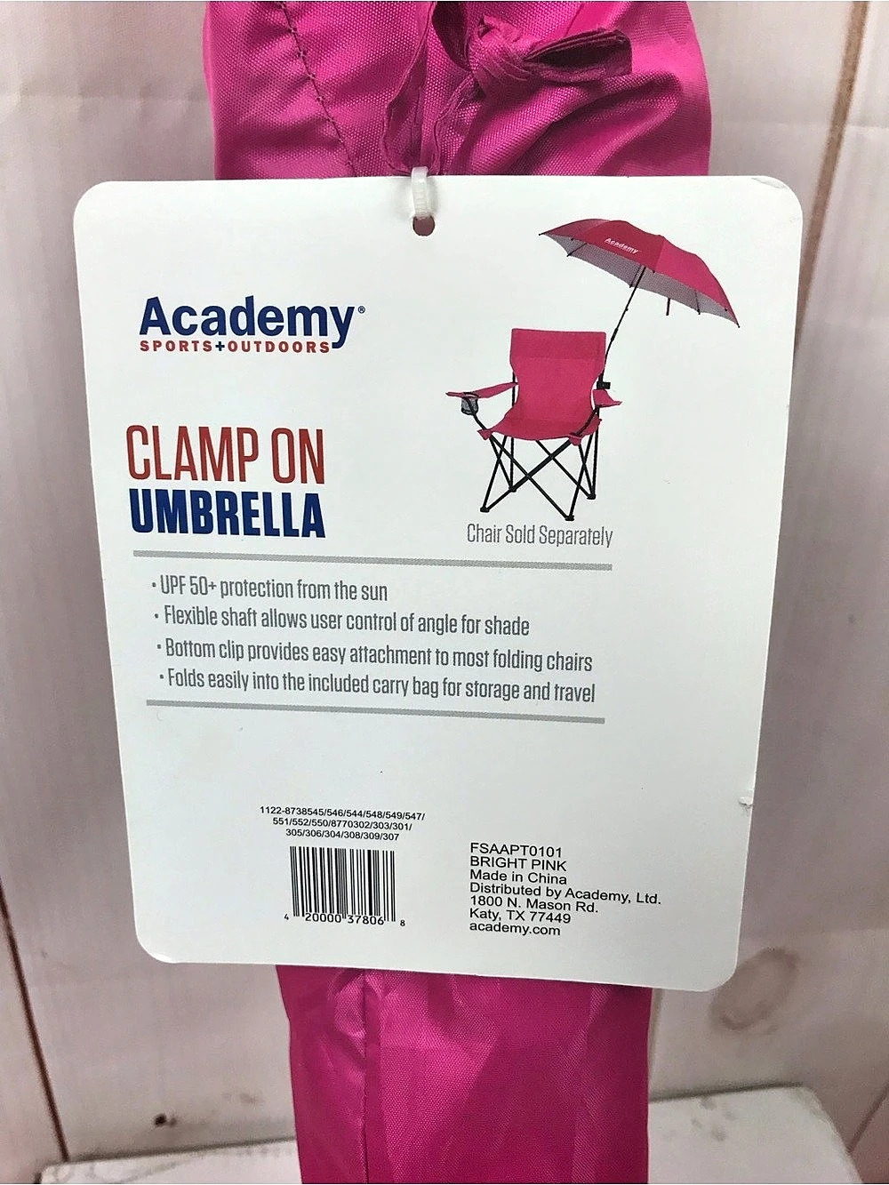 Academy Clamp On Umbrella Pink NWT - Picture 3 of 3